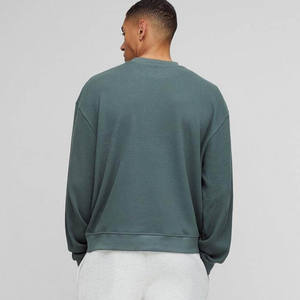 Nouveau de haute qualité durable forêt étendu cou Boxy homme tissé onglet gaufré hommes sweat personnalisé coton mélangé sweat - Product Image 3