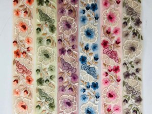 Sang Trọng Nhiều Màu Hoa Thêu Ren Trim Mềm <span class=keywords><strong>Net</strong></span> Vải Áo Saree Biên Giới Lehenga Phù Hợp Với Kurti Cho N Kirti Thiết Kế - Product Image 2