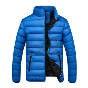 Veste d'hiver décontractée pour hommes avec col montant manches longues poches de manteau chaud coupe-vent léger à fermeture éclair-Noir - Product Image 1