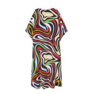 JSDC Tissu en crêpe de soie doux pour femmes Robe caftans imprimée Nouvel arrivage Été Plage Belle Robe pour filles - Product Image 1