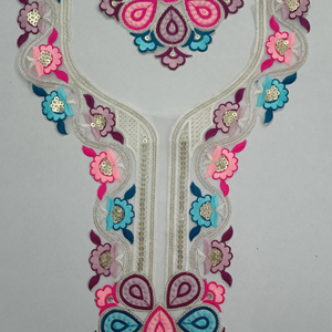 Cuello de cuello de diseñador pulido en tela de red con elegante bordado de lentejuelas para Ropa Étnica boutique trajes de sastrería - Product Image 1