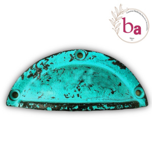 <span class=keywords><strong>Rustic</strong></span> Oceano Teal Ferro Fundido Angustiado Cup Handle-Gaveta Puxa e Porta Maçanetas do armário para Cozinha Quarto Wardrobe CIK 187