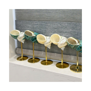 Seashell Wine Glass Gold Base Elegant Coastal Decor - Product Image 1