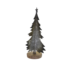 Arbre de Noël en fer et bois antique décoratif de luxe fait à la main avec base en bois fumé fini pour la décoration intérieure - Product Image 2