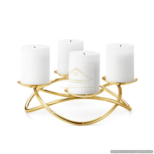 Conception de bois de cerf forme ronde guirlande conception bougeoir 3 en 1 couleur argent aluminium fonte bougie nickelé fournitures de l'inde - Product Image 4