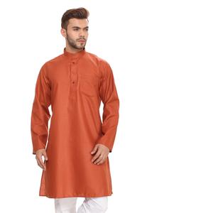 High On Demand Elegant Orange Color <b>Mens</b> Kurta <b>Pajama</b> for Wedding Festival and Special Occasions Available for Export Price - Product Image 1