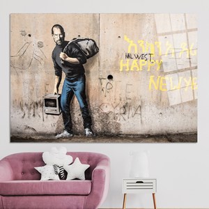 <b>Printed</b> Canvas Artwork: Banksy Street <b>Art</b> - Modern, Elegant, and Unique Design,TEMPERED GLASS <b>ART</b> - Product Image 1
