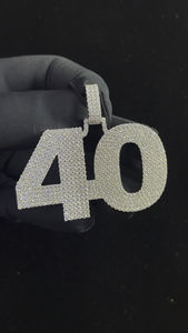 Colgante de Plata de Ley 925 de Primera Calidad con Número Personalizado y Diamantes, con Cadena Hip Hop, para Mujer, para Fiestas, para Exportación al por Mayor - Product Image 3