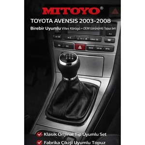 For Toyota Avensis 2003-2008 <b>Gear</b> Shift Boot and <b>Knob</b> Set Compatible with 6-Speed Gearboxes Made of Leather and ABS for Vios - Product Image 2