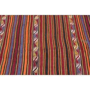 Turkish Rug, 4x13.5 ft <b>Runner</b> Rug, <b>Red</b> Blue Kilim Wool Rug - Product Image 5