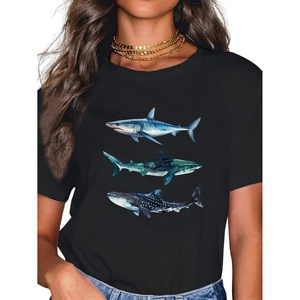 Women's Leisure One Color T-Shirt for Spring/Summer Standard Printed Top Made in China - Product Image 1