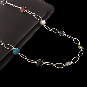 Edding Jewelry-collar de Latón chapado en plata para dama de honor, cadena de eslabones ovalada con forma de cojín, diminuto - Product Image 3