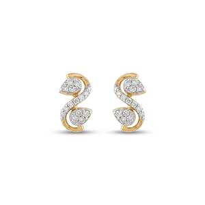 14k <b>Rose</b> <b>Gold</b> Brilliant Mist <b>Stud</b> <b>Earrings</b> with Diamond and Zircon - Product Image 2