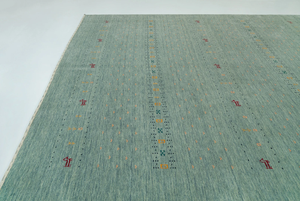Alfombra Gabbeh de Lana Verde Hecha a Mano, Alfombra Tribal Bohemia, Alfombra de Gran Tamaño Personalizada, Alfombra Acogedora para Decoración del Hogar - Product Image 3