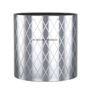 Finition couleur argent brillant poli moderne concepteur créatif forme ronde jardinière en métal de qualité supérieure à prix impressionnant - Product Image 1