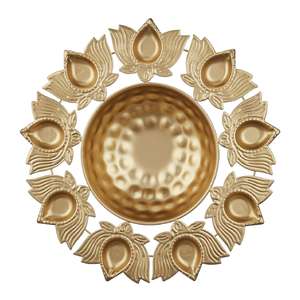 Gold Polished Metallic Lotus <b>Tealight</b> Candle <b>Holder</b> Elegant Home Decor Accent - Product Image 2