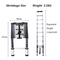 Échelle télescopique en aluminium la plus vendue 3,8 m avec barre stabilisatrice Norme EN131 pour une utilisation domestique en bricolage