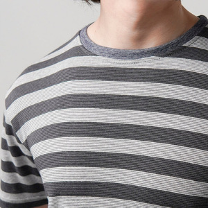 Nuevo producto, venta al por mayor, camiseta informal de verano de manga corta para hombre, camiseta a rayas horizontales, camiseta a rayas personalizada para hombre, camiseta a rayas - Product Image 2