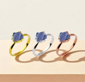 Wholesale 8-10mm Tanzanite <b>Ring</b> for Women Handmade 925 Silver Gold Plated Birthstone Jewelry Diamond Raw Tanzanite <b>Ring</b> Supplies - Product Image 1