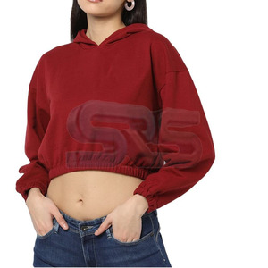 OEM Sweats à capuche pour femmes Y2K Crop Top Hoodie Hip Hop Fashion Cotton Winter Loose Sleeve Custom Design Outfit - Product Image 1