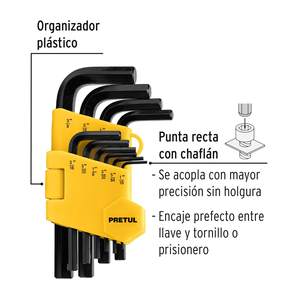 6 Set di 10 tasti a brugolo con punta esagonale standard con organizer, PRETUL - Product Image 3