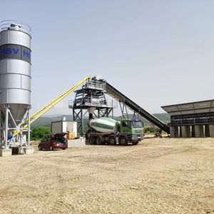 High-Capacity 240 M3/h <b>Stationary</b> Concrete Batching Plant Heavy Construction Gearbox Motor <b>Engine</b> PLC Featuring High Bearings - Product Image 1
