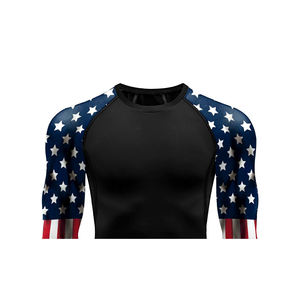 Logotipo personalizado de los hombres MMA Rash Guard Spandex/poliéster de secado rápido transpirable camisa de compresión protección solar ropa deportiva de fábrica - Product Image 3