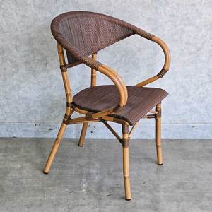 GCF216 Contemporary <b>Outdoor</b> Aluminum <b>Chair</b> with Durable and Comfortable Wood Metal Armrests Waterproof <b>Stackable</b> for Park Use - Product Image 2