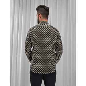 Men's Casual Floral Printed Cotton <b>Shirt</b> with Stand Collar Full Sleeves ODM Supply Woven Poplin Oxford Fabric <b>Patchwork</b> Pattern - Product Image 3