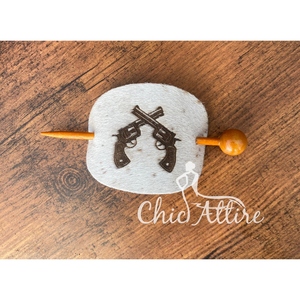 Premium personnalisé gravé au Laser dame cheveux bâton Barrette à la main véritable peau de vache bois glisser ovale broche Barrette - Product Image 1