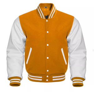 2025 nuevos hombres Letterman baloncesto Varsity lana cuero blanco mangas completas chaquetas Stand Collar High Street Front para primavera - Product Image 5
