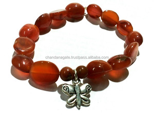 Bracelet rouge cornaline papillon perles pierre Bracelet cristal pierres précieuses bijoux de mode hommes et femmes cadeau énergie méditation - Product Image 3