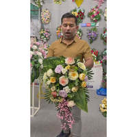 Arrangement mural de fleurs artificielles, bouquet tropical Sunburst