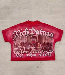 เสื้อยืดลายกราฟิกขนาดใหญ่แนวสตรีทเสื้อยืดแฟชั่นผ้าฝ้ายน้ำหนักมากสำหรับผู้ชายและผู้หญิง - Product Image 1