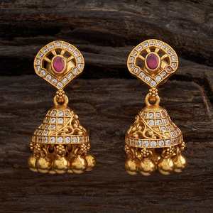 Pendientes de Campana Étnicos de Cobre y Latón con Rubí, Cuarzo, Perla o Diamante, Estilo Religioso y Moderno - Product Image 1