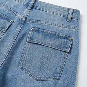 Pantalones Vaqueros de Mujer, Cintura Alta, Corte Ajustado, Pierna Recta, Transpirables, Color Personalizado, Ropa Casual de Calle - Product Image 4