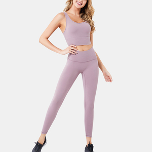 Conjunto deportivo de yoga sin costuras y ropa de gimnasio y ropa de Yoga de fitness para mujeres con Sujetador deportivo sin mangas y mallas deportivas - Product Image 4