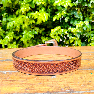 Ceinture de cowboy western en cuir de buffle d'eau faite à la main, tressage en panier, motif Fort Worth, boucle western unisexe, largeur 40 mm - Product Image 3