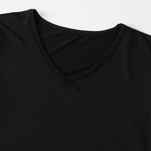 Camiseta Deportiva Informal de Manga Corta con Cuello en V para Hombre, Color Sólido, para las Cuatro Estaciones, Cómoda, Talla Grande, Juvenil - Product Image 4