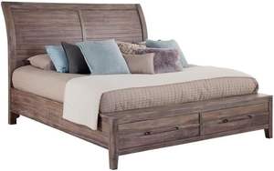 Woodcrafters Diseño tradicional Aurora Desgastado Gris Madera King Sleigh Cama de almacenamiento con estilo de panel - Product Image 6