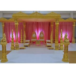 Maravillosa boda Triple pilares Mandap fibra imperial tallada boda Mandap boda india diseño decorativo Mandap - Product Image 1
