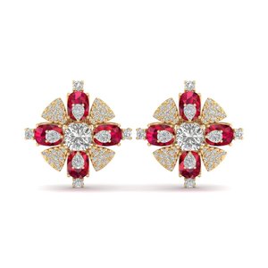 REYES Factory Direct Sale 14K Gold <b>Diamond</b> <b>Earrings</b> New Design Cushion Cut 9.72 Carat Ruby Gemstone Wedding Fine Jewelry - Product Image 6
