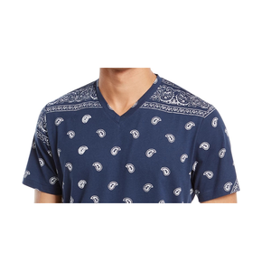 T-shirt da uomo American Rag con stampa bandana a blocchi, blu navy, in jersey traspirante, compresso, 180 g/m², taglia Small, etichetta personalizzata per lo sport - Product Image 2