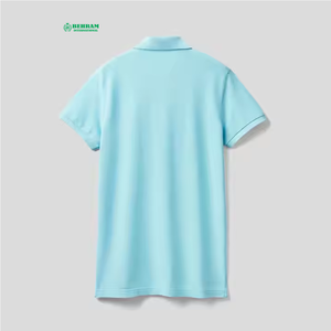 Top quality Light <b>Blue</b> Short Sleeve <b>Polo</b> <b>Shirt</b> Regular Fit Cotton Pique Breathable Casual Wear Front Logo Printed - Product Image 2