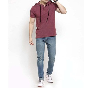 เสื้อยืดแขนสั้นมีฮู้ดผู้ชาย สีพื้น ผ้าฝ้าย สวมใส่สบายๆ ในฤดูร้อน ทรงปกติ ผ้าถัก ระบายอากาศได้ดี - Product Image 3