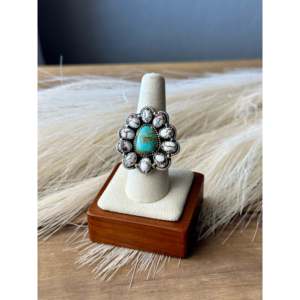 Bague ajustable en argent sterling avec pierres multiples faites à la main du sud-ouest, sertie en clos - Product Image 4