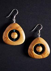 Pendientes de gota de madera orgánica vintage estilo de boda elegante - Product Image 3