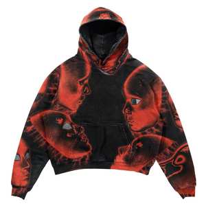 High Street Series Washing Stone Acid Washed Vintage Hoodie Hombres Alta calidad 100% Cotton Acid Washed Hoodie - Product Image 1