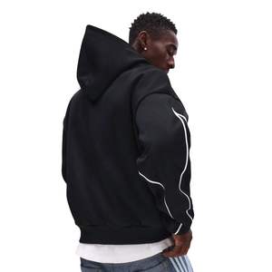 Sweat à capuche zippé en polaire épais pour homme avec surpiqûres contrastées, coupe ample, sweat à capuche zippé écologique - Product Image 2