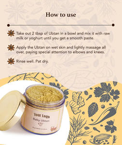 Etiqueta privada certificada Ubtan Producto de limpieza profunda para el cuidado del bebé Logotipo personalizable al por mayor Cuidado de la piel del recién nacido sin químicos - Product Image 2